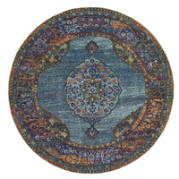 Medallion Blue Orange Soft Area Rug