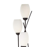 Jareth Black Metal and White Glass Tulip 4-Light Floor Lamp