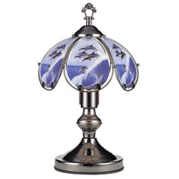 Umbrella Shade Glass Table Lamp with Dolphin Print, Silver