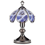 Umbrella Shade Glass Table Lamp with Dolphin Print, Silver