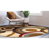 Contemporary Beige Burgundy Multi-color Area Rugs