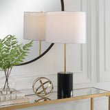 Uttermost Contemporary Black Table Lamp with Round Hardback Shade - 13"D x 13"W x 27.5"H