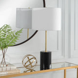 Uttermost Contemporary Black Table Lamp with Round Hardback Shade - 13"D x 13"W x 27.5"H