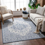Blue Vintage Medallion Soft Area Rug