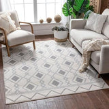 Cream/Grey Modern Tribal Diamond Soft Area Rug