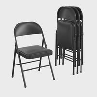 Vinyl Folding Chair (4 Pack), Black