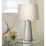 Silver Leaf Hammered Metal Cylinder Table Lamp