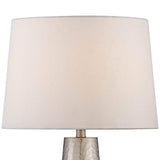 Silver Leaf Hammered Metal Cylinder Table Lamp