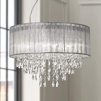Possini Euro Jolie 20" Wide Silver Fabric Crystal Chandelier