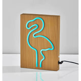 Wood Framed Neon LED Pink Flamingo Table or Wall Lamp