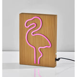 Wood Framed Neon LED Pink Flamingo Table or Wall Lamp