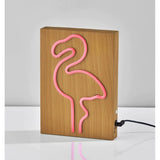 Wood Framed Neon LED Pink Flamingo Table or Wall Lamp