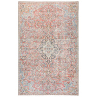 Eddo Indoor/Outdoor Red and Light Blue Medallion Soft Area Rug