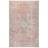 Eddo Indoor/Outdoor Red and Light Blue Medallion Soft Area Rug