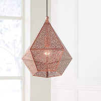 Aberdeen 13 3/4" Wide Rose Gold Diamond-Shaped Modern Pendant Light