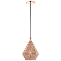 Aberdeen 9 3/4"W Rose Gold Diamond-Shaped Mini Pendant Light