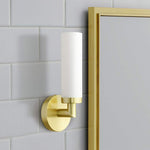 Aero 11" High Satin Brass Metal and White Glass Wall Sconce