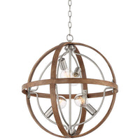 Andi 22 1/2"W Wood Paint Brushed Nickel 4-Light Orb Pendant