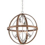 Andi 22 1/2"W Wood Paint Brushed Nickel 4-Light Orb Pendant