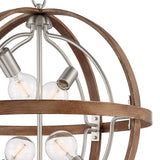 Andi 22 1/2"W Wood Paint Brushed Nickel 4-Light Orb Pendant