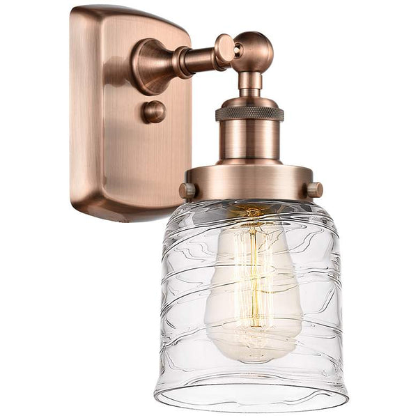 Ballston Urban Bell 5" LED Sconce - Copper Finish - Deco Swirl Shade