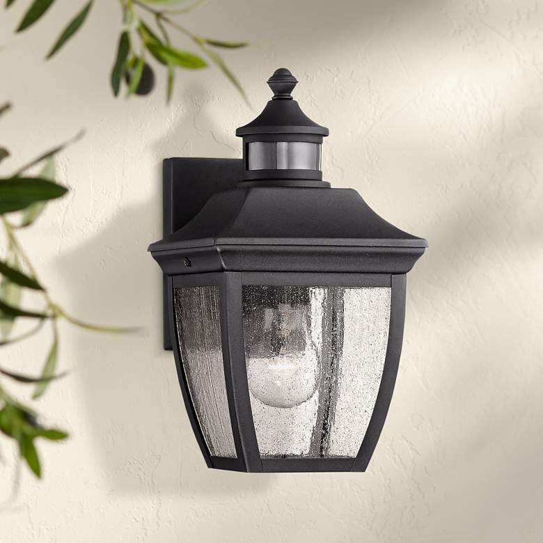 Beaufort 12 High Black Motion Sensor Outdoor Wall Light Ashley Area Rugs