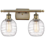 Belfast 2 Light 16" Bath Light - Antique Brass - Deco Swirl Shade