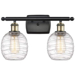 Belfast 2 Light 16" Bath Light - Black Antique Brass - Deco Swirl Shade