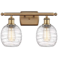 Belfast 2 Light 16" Bath Light - Brushed Brass - Deco Swirl Shade