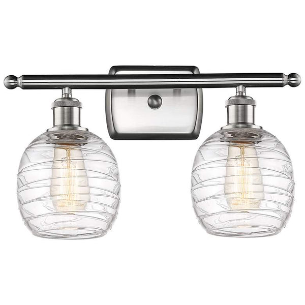 Belfast 2 Light 16" Bath Light - Brushed Satin Nickel - Deco Swirl Shade