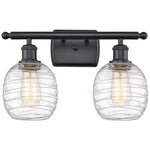 Belfast 2 Light 16" Bath Light - Matte Black - Deco Swirl Shade