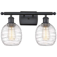 Belfast 2 Light 16" Bath Light - Matte Black - Deco Swirl Shade