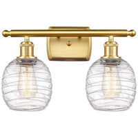 Belfast 2 Light 16" Bath Light - Satin Gold - Deco Swirl Shade