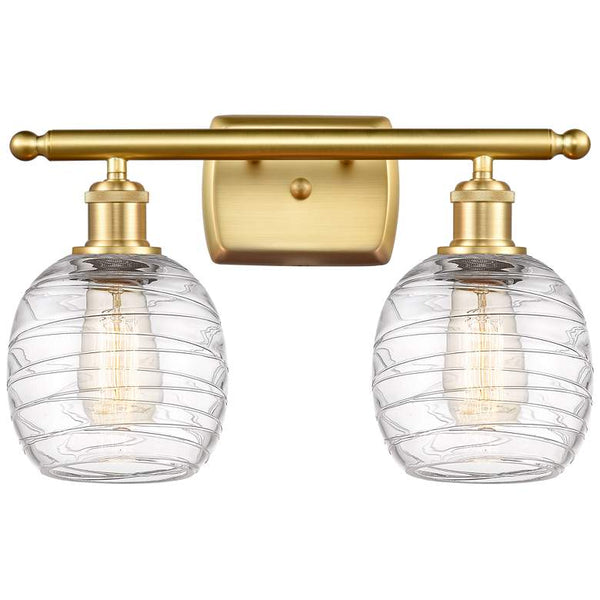 Belfast 2 Light 16" Bath Light - Satin Gold - Deco Swirl Shade