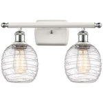 Belfast 2 Light 16" Bath Light - White & Polished Chrome - Deco Swirl