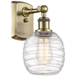 Belfast 6" Incandescent Sconce - Brass Finish - Deco Swirl Shade