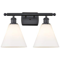 Berkshire 2 Light 18" Bath Light - Matte Black - Matte White Shade