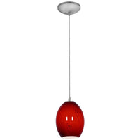 Brandy FireBird - Cord - Brushed Steel Finish - Red Sky Glass Shade