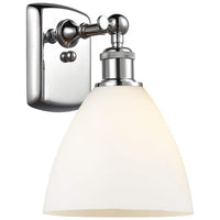 Bristol Glass 7.5" 8" LED Sconce - Chrome Finish - Matte White Shade