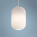 Callie 9" Wide Frosted White Ribbed Glass Mini Pendant