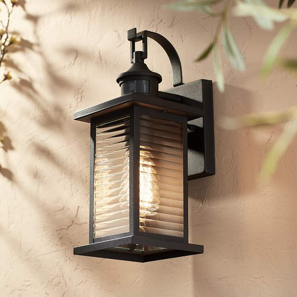 Cameron 13 3/4" High Black Motion Sensor Outdoor Wall Light