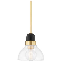 Camile 1 Light Small Pendant - Aged Brass