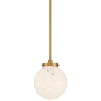 Candida 7" Wide Gold and Crackle Glass Globe Modern Mini-Pendant Light