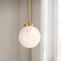 Candida 7" Wide Gold and Crackle Glass Globe Modern Mini-Pendant Light