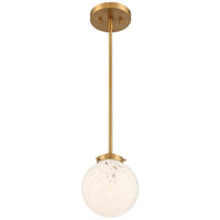 Candida 7" Wide Gold and Crackle Glass Globe Modern Mini-Pendant Light