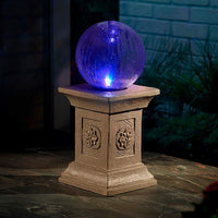 Chameleon Solar LED Outdoor Gazing Ball with Tuscan Pedestal