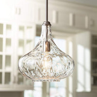 Cora 11" Wide Matte Hammered Glass Mini Pendant