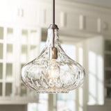 Cora 11" Wide Matte Hammered Glass Mini Pendant