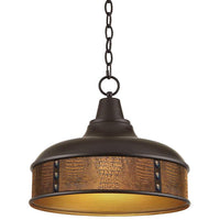 Crocodile Faux Leather 15" Wide Benson Bronze Pendant Light