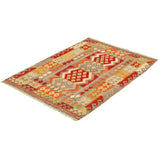 Anne Hathaway Collection Flat-weave Sivas Cream Wool Kilim Rug